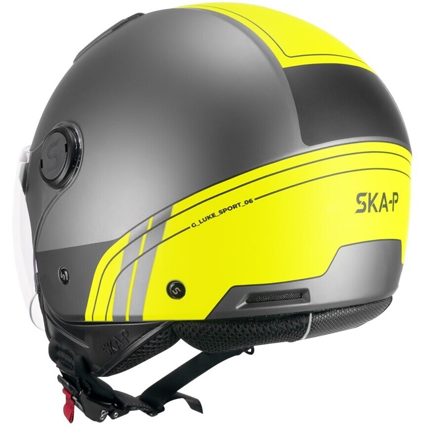 Casque moto jet Ska-P LUKE SPORT Anthracite Jaune Fluo Satin
