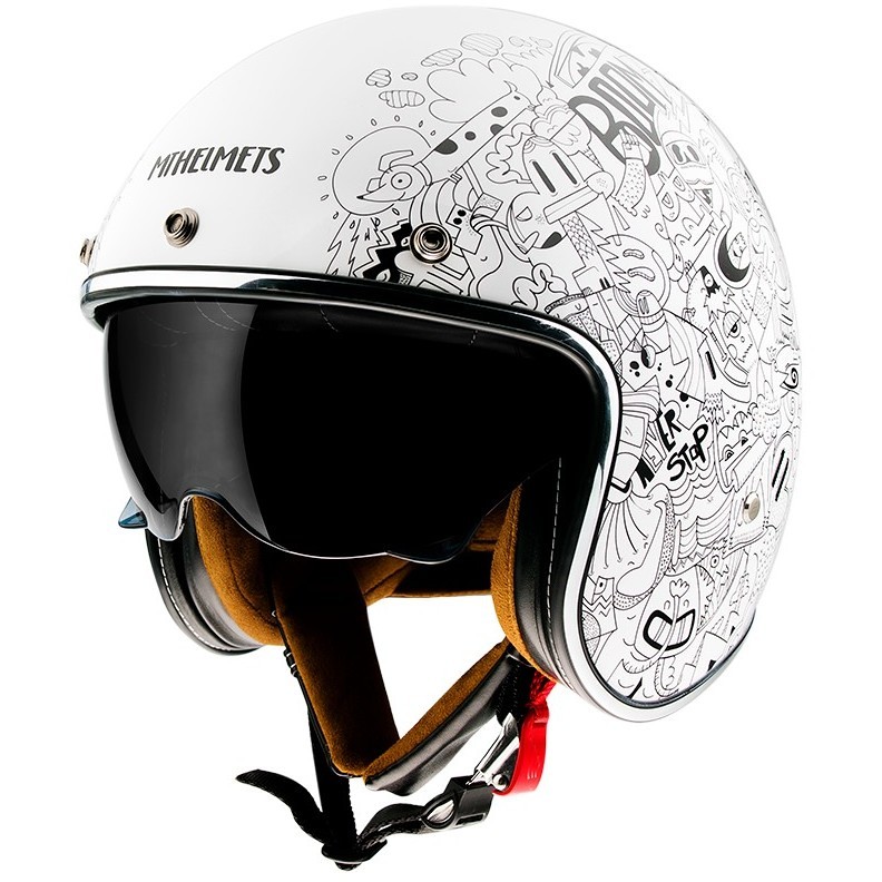 Casque Moto Jet Vintage MT Casques Le Mans 2 SV EXTREME A0 Glossy Pearl White