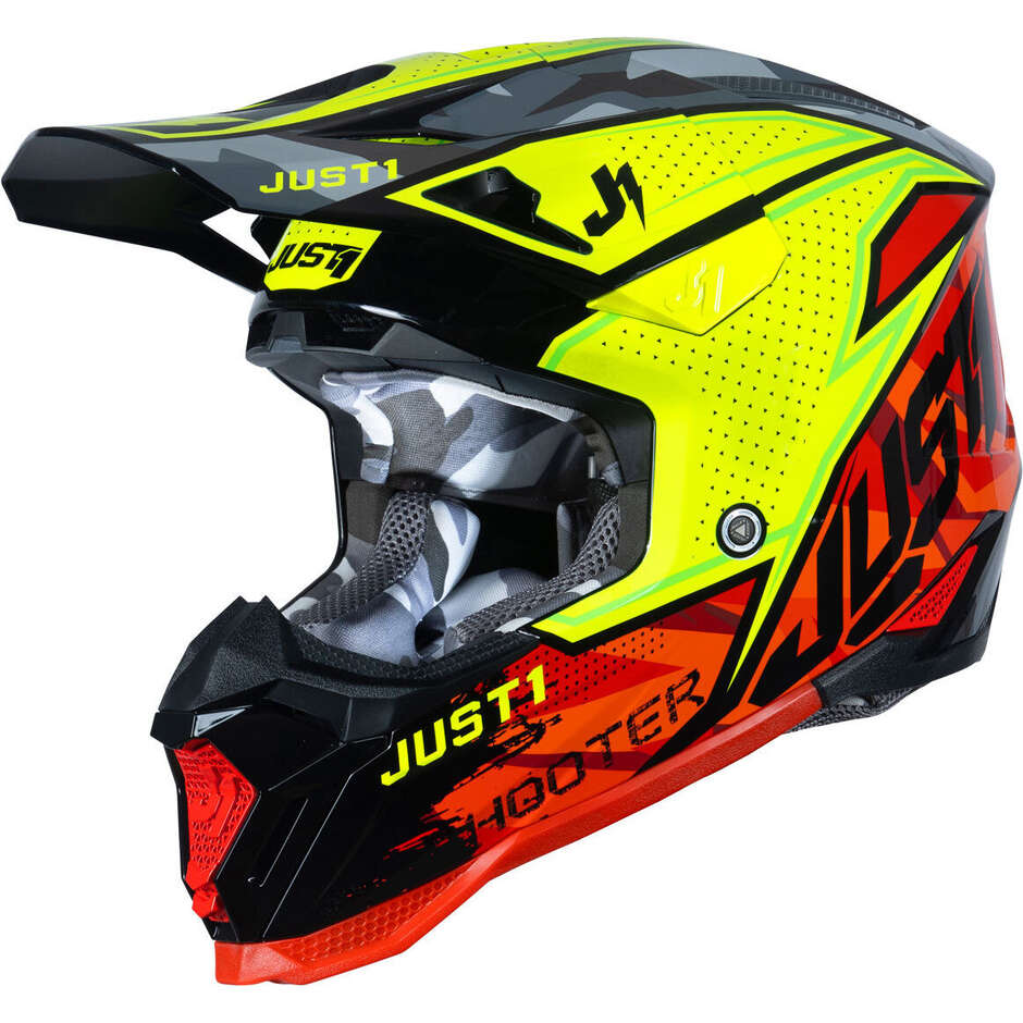 Casque Moto Just1 J40 Shooter Camo Cross Enduro Rouge Noir