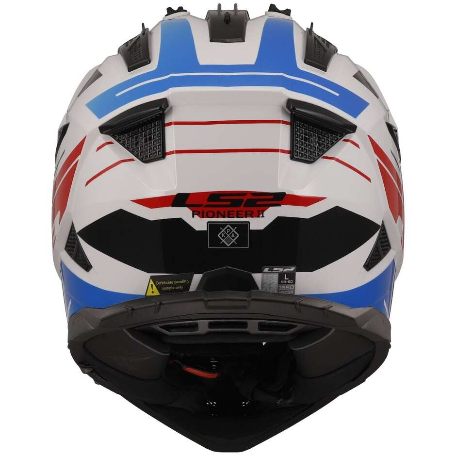 Casque Moto Ls2 MX702 PIONEER 2 NAMIB Adventure Blanc Bleu Rouge