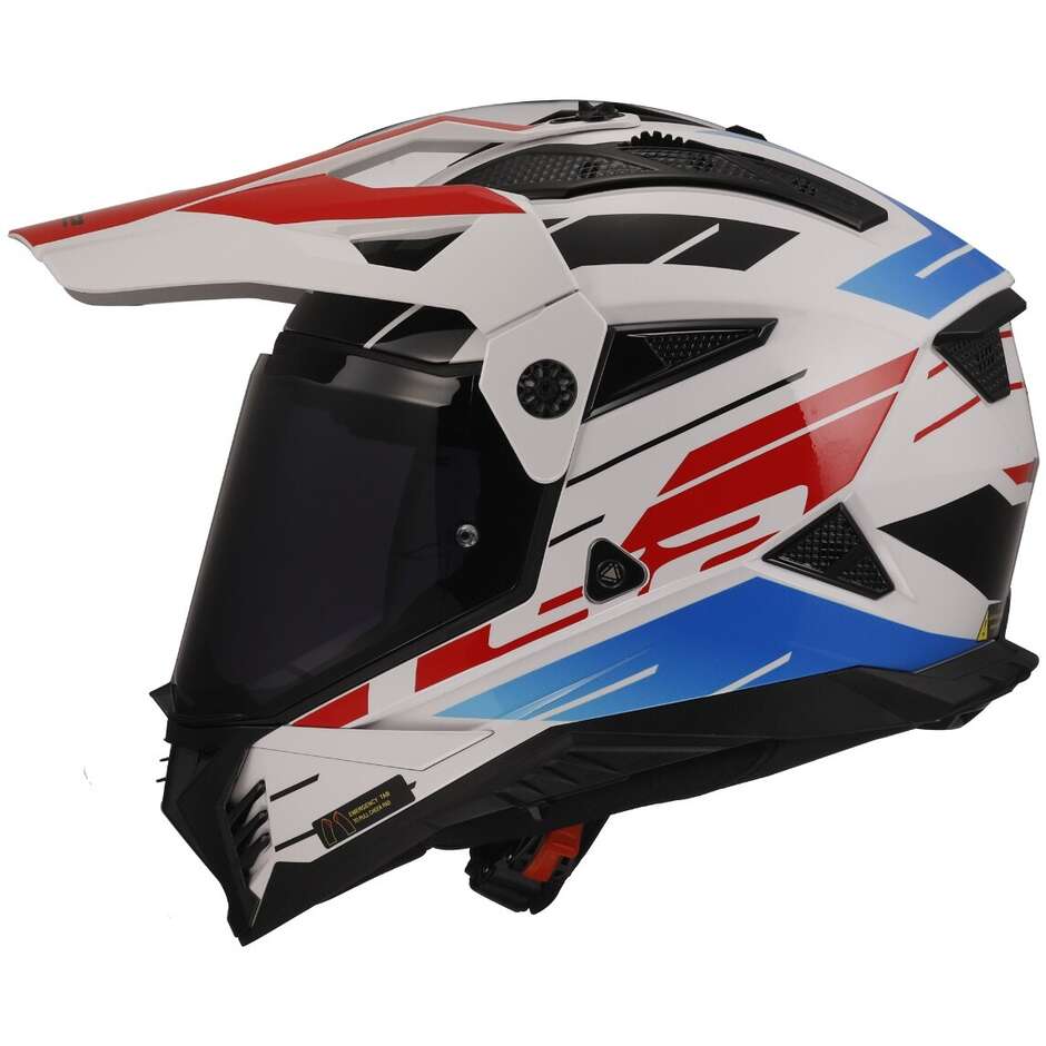 Casque Moto Ls2 MX702 PIONEER 2 NAMIB Adventure Blanc Bleu Rouge