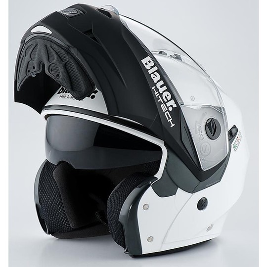 Casque moto modulable Blauer Sky Openable New 2014 White-Matt Black