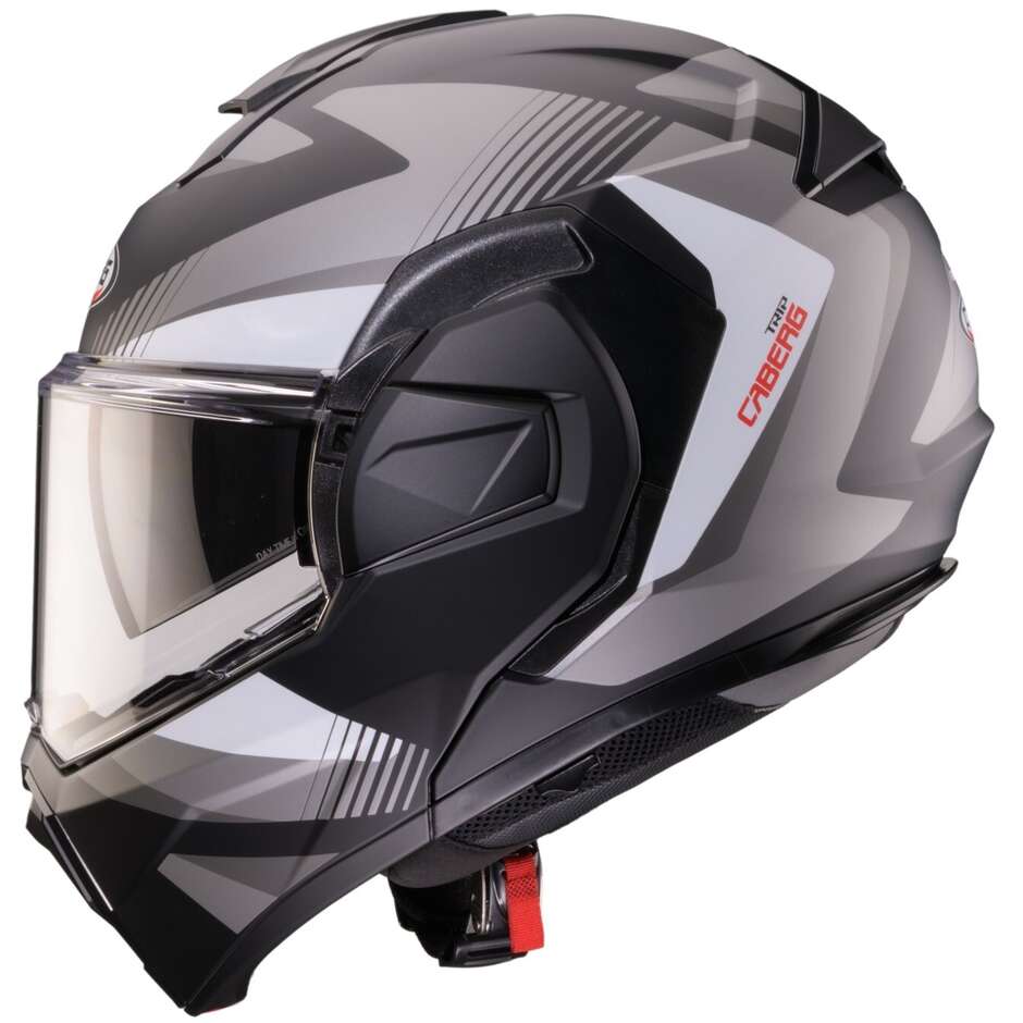 Casque moto modulable Caberg TRIP LUNAR P/J noir mat gris blanc