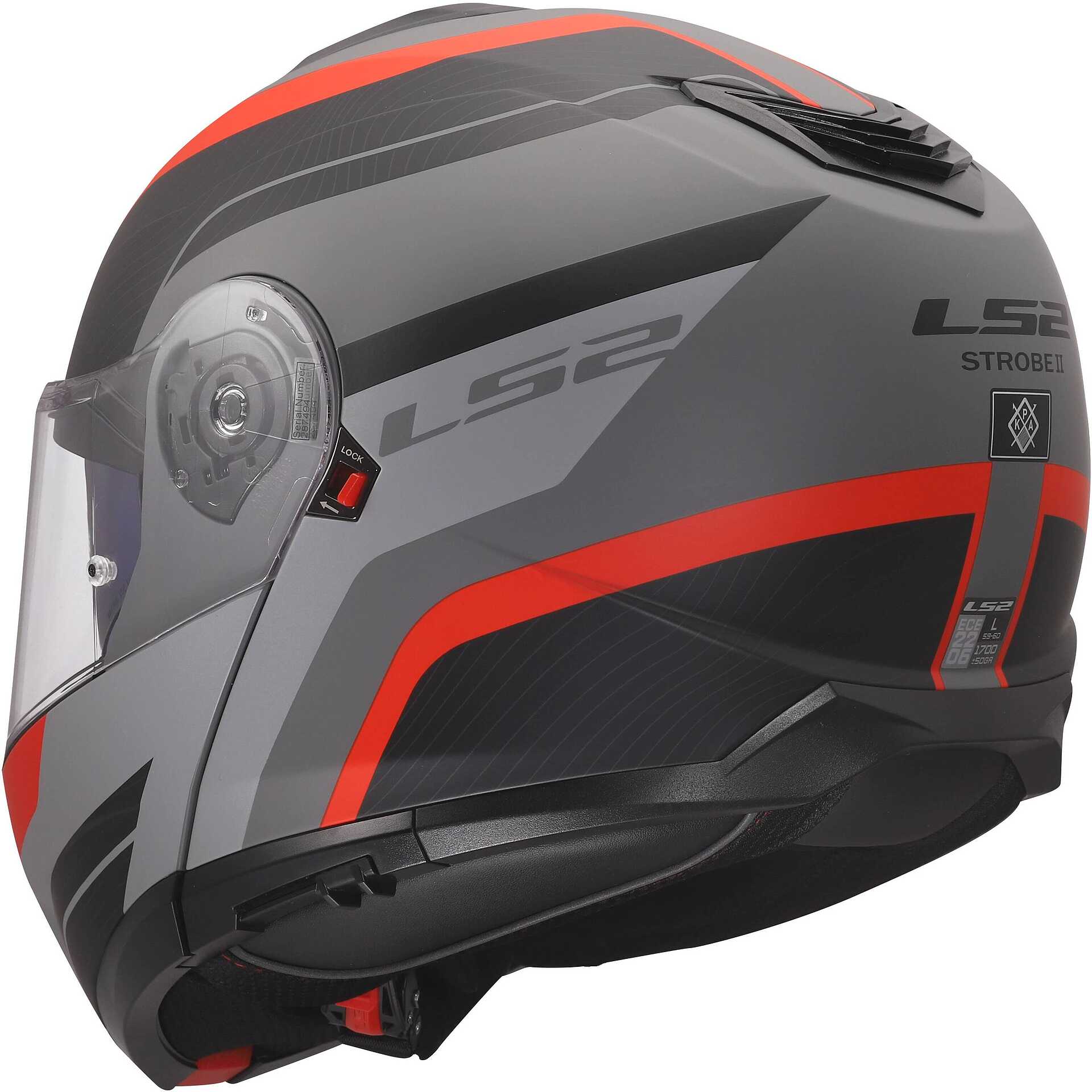 Casque Moto Modulable LS2 FF908 STROBE II MONZA P J Noir Gris Rouge casque-moto-modulable-ls2-ff908-strobe-ii-monza-p-j-noir-gris-rouge