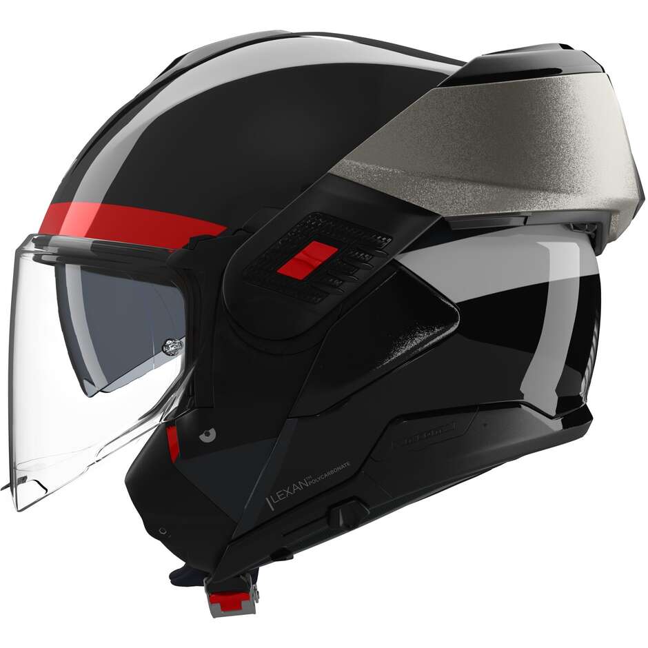 Casque moto modulable Nolan N120-1 BLOCK 357 P/J Noir Anthracite Rouge Blanc brillant