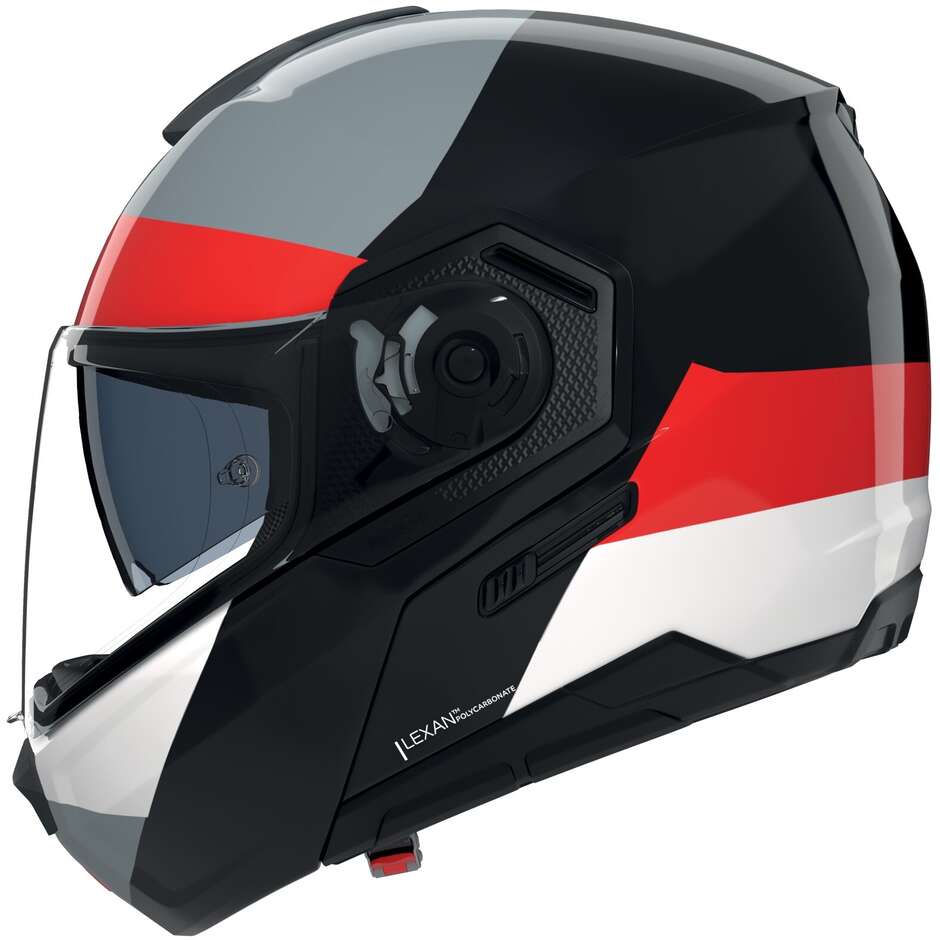 Casque moto modulable Nolan N90-3 06 BLOCK 353 P/J Noir Rouge Anthracite Blanc brillant