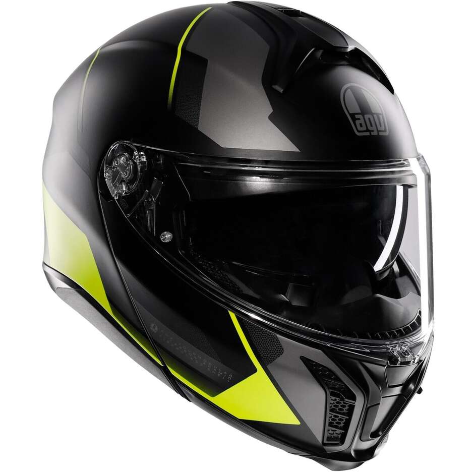 Casque Moto Modulable P/J Agv TOURMODULAR PERCEPTION Noir Mat Jaune Fluo