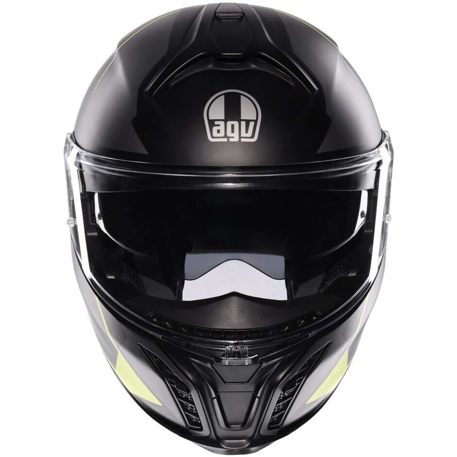 Casque Moto Modulable P/J Agv TOURMODULAR PERCEPTION Noir Mat Jaune Fluo