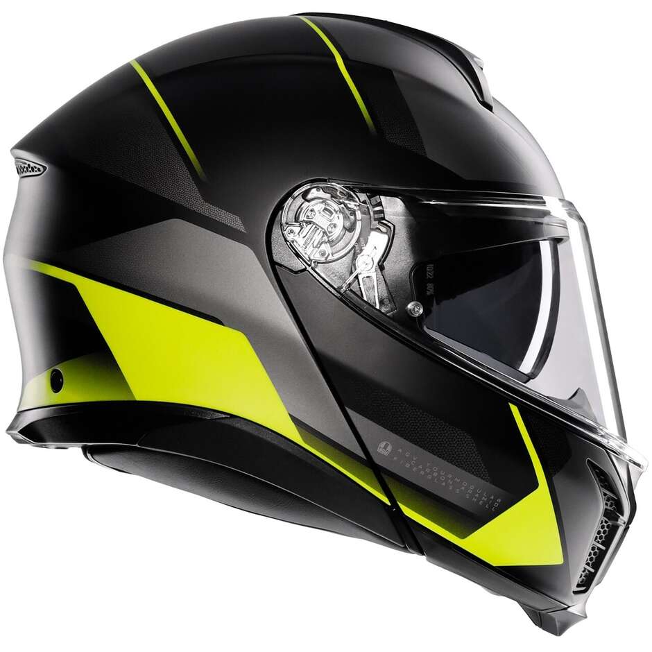Casque Moto Modulable P/J Agv TOURMODULAR PERCEPTION Noir Mat Jaune Fluo