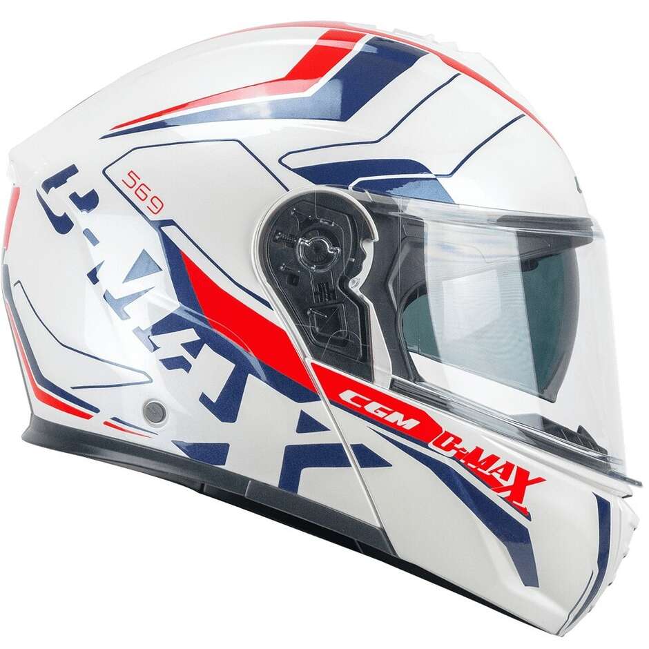 Casque Moto Modulable P/J CGM 569G C-MAX CITY Bleu Blanc Rouge