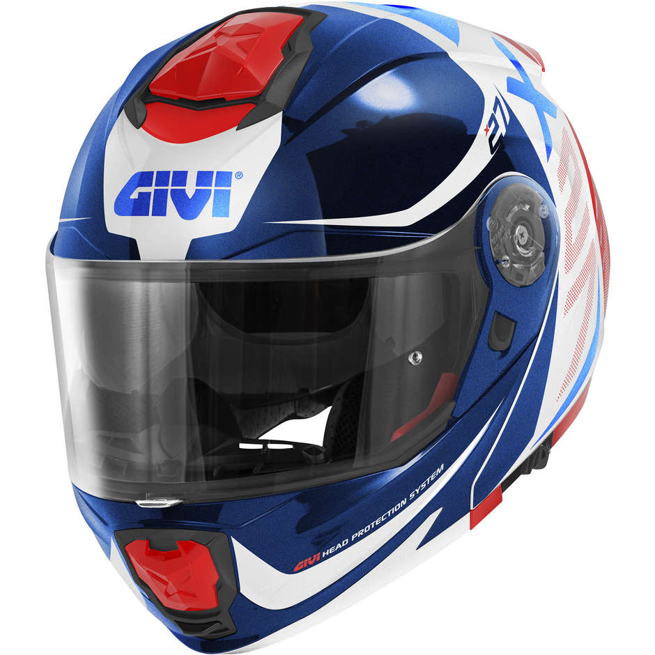 Casque Moto Modulable P/J Givi X.27 DIMENSION Blanc Bleu Rouge