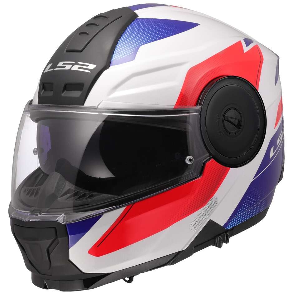 Modularer Motorradhelm P/J LS2 FF902 SCOPE II DURIA Weiß Blau Rot