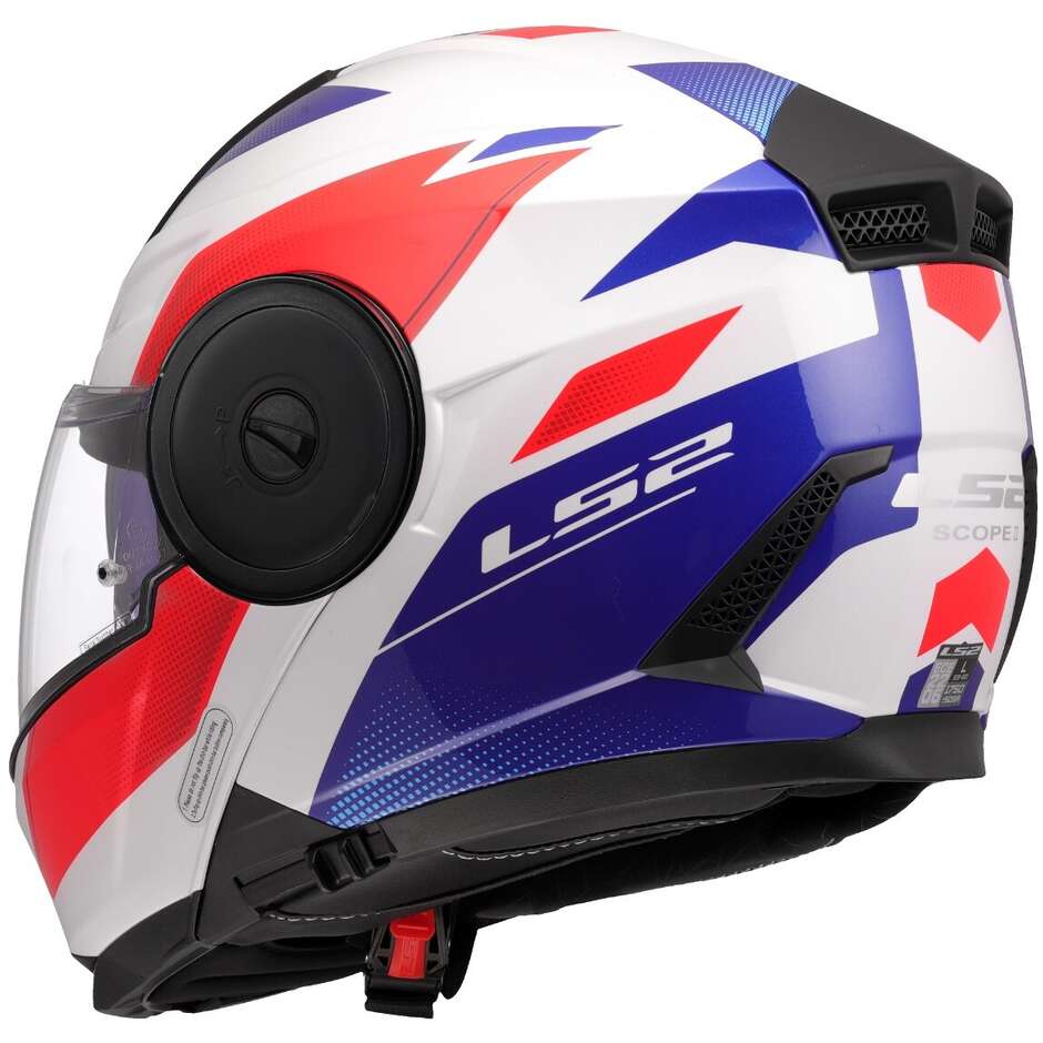 Modularer Motorradhelm P/J LS2 FF902 SCOPE II DURIA Weiß Blau Rot