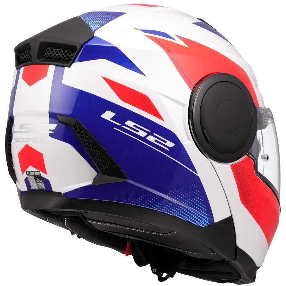Modularer Motorradhelm P/J LS2 FF902 SCOPE II DURIA Weiß Blau Rot