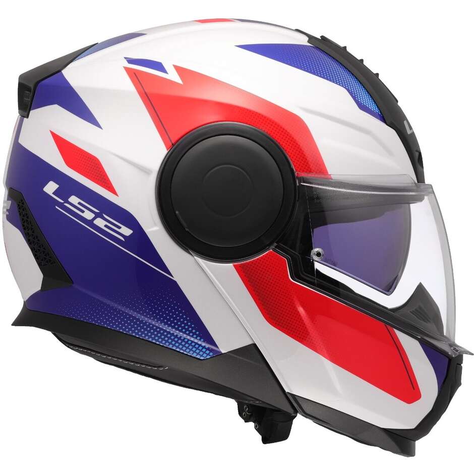 Modularer Motorradhelm P/J LS2 FF902 SCOPE II DURIA Weiß Blau Rot