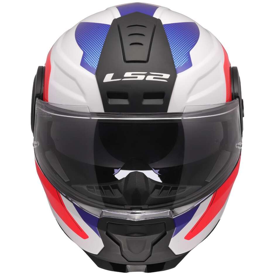 Modularer Motorradhelm P/J LS2 FF902 SCOPE II DURIA Weiß Blau Rot