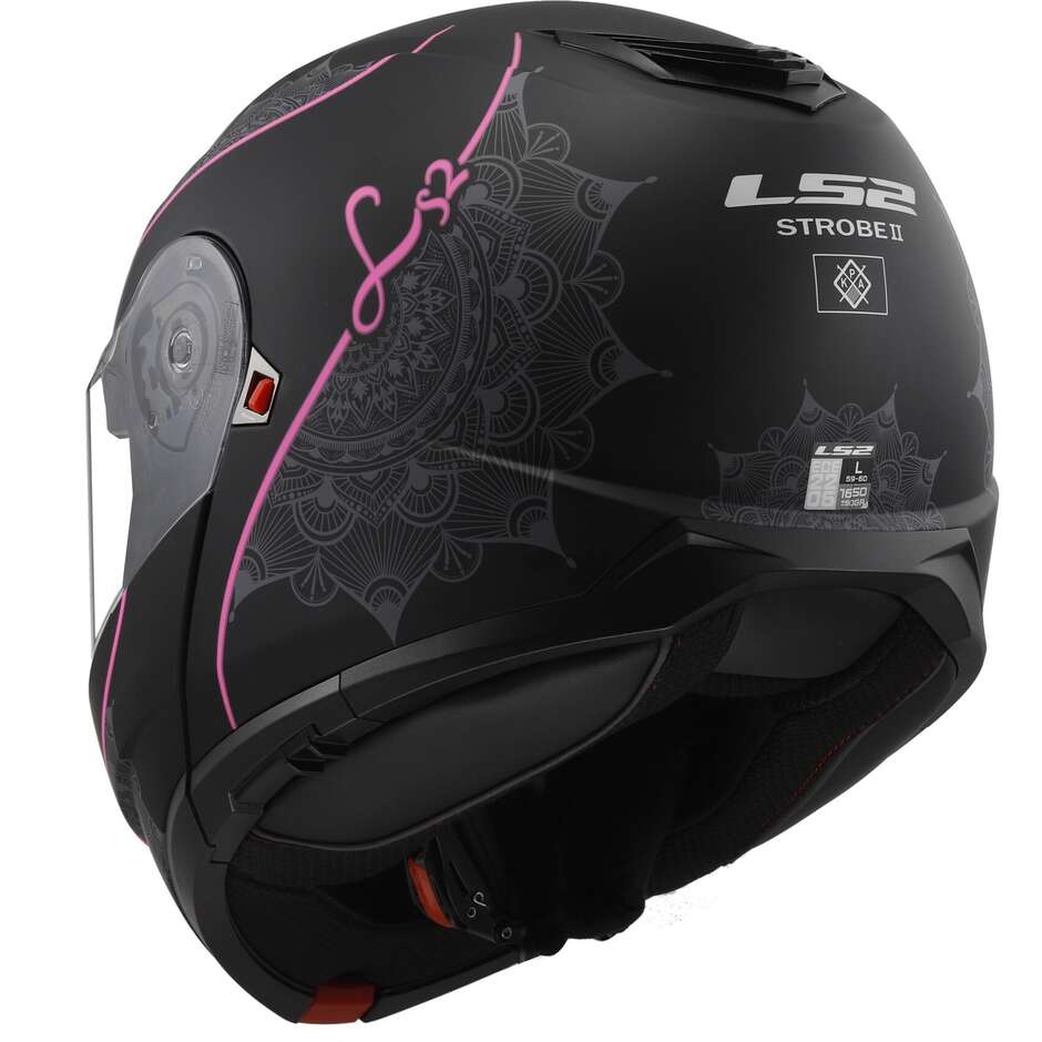 Casque Moto Modulable P/J Ls2 FF908 STROBE II LUX Noir Mat Rose