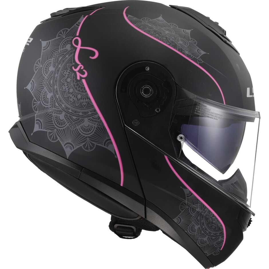 Casque Moto Modulable P/J Ls2 FF908 STROBE II LUX Noir Mat Rose