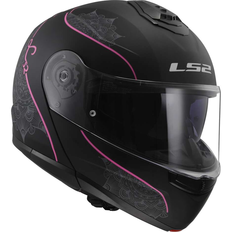 Casque Moto Modulable P/J Ls2 FF908 STROBE II LUX Noir Mat Rose