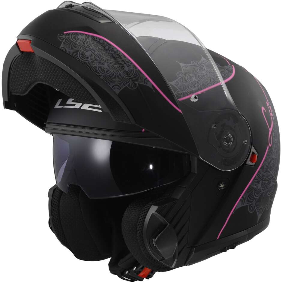 Casque Moto Modulable P/J Ls2 FF908 STROBE II LUX Noir Mat Rose
