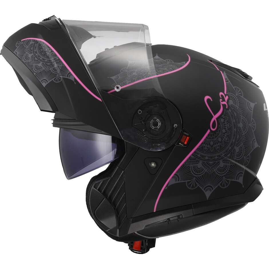 Casque Moto Modulable P/J Ls2 FF908 STROBE II LUX Noir Mat Rose