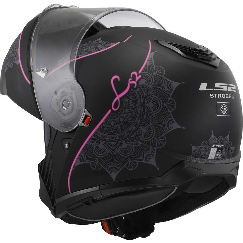 Casque Moto Modulable P/J Ls2 FF908 STROBE II LUX Noir Mat Rose