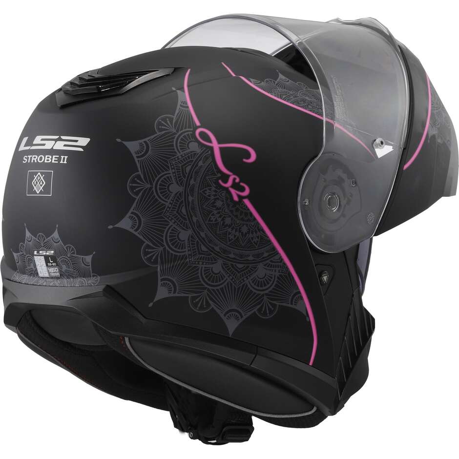 Casque Moto Modulable P/J Ls2 FF908 STROBE II LUX Noir Mat Rose