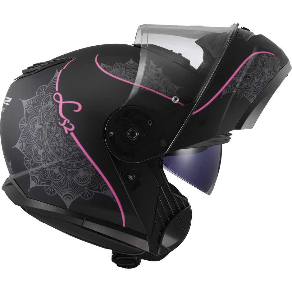 Casque Moto Modulable P/J Ls2 FF908 STROBE II LUX Noir Mat Rose