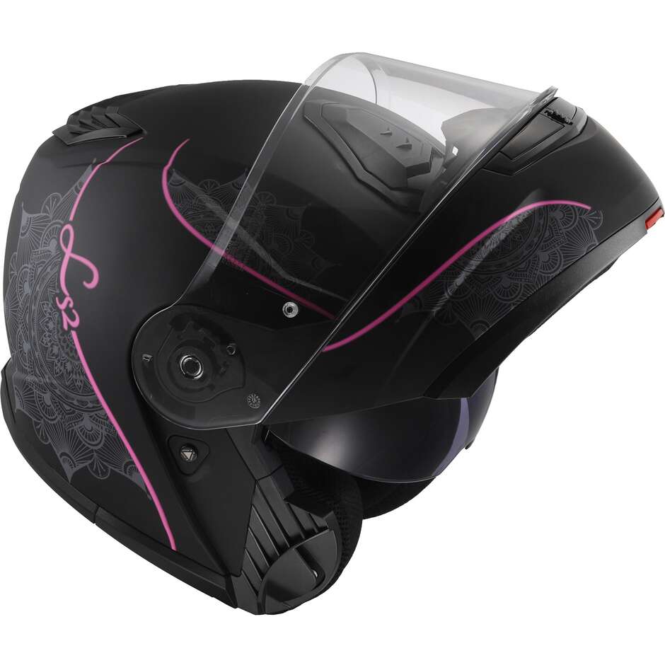 Casque Moto Modulable P/J Ls2 FF908 STROBE II LUX Noir Mat Rose
