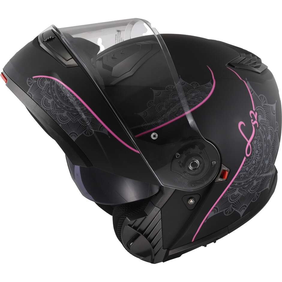 Casque Moto Modulable P/J Ls2 FF908 STROBE II LUX Noir Mat Rose