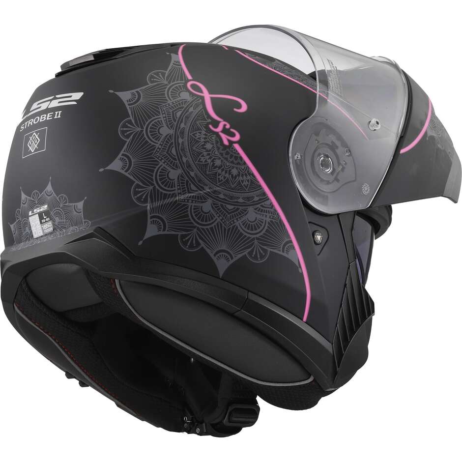 Casque Moto Modulable P/J Ls2 FF908 STROBE II LUX Noir Mat Rose