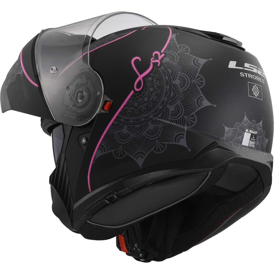 Casque Moto Modulable P/J Ls2 FF908 STROBE II LUX Noir Mat Rose