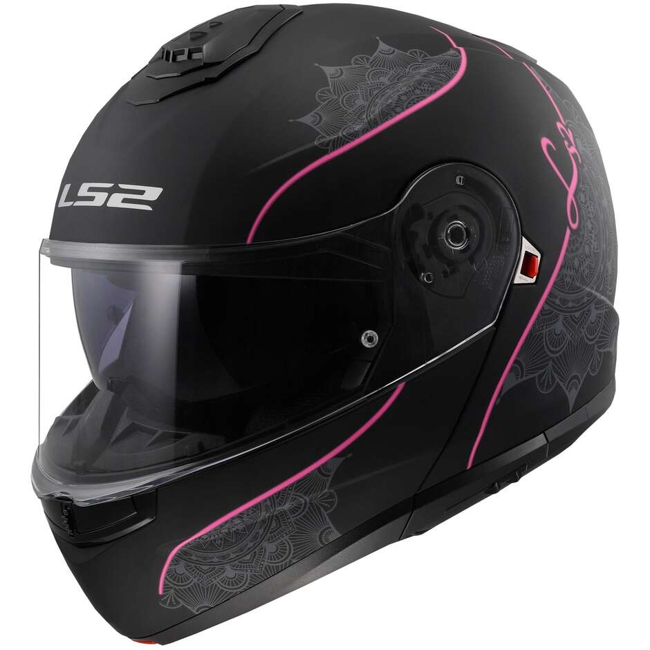 Casque Moto Modulable P/J Ls2 FF908 STROBE II LUX Noir Mat Rose