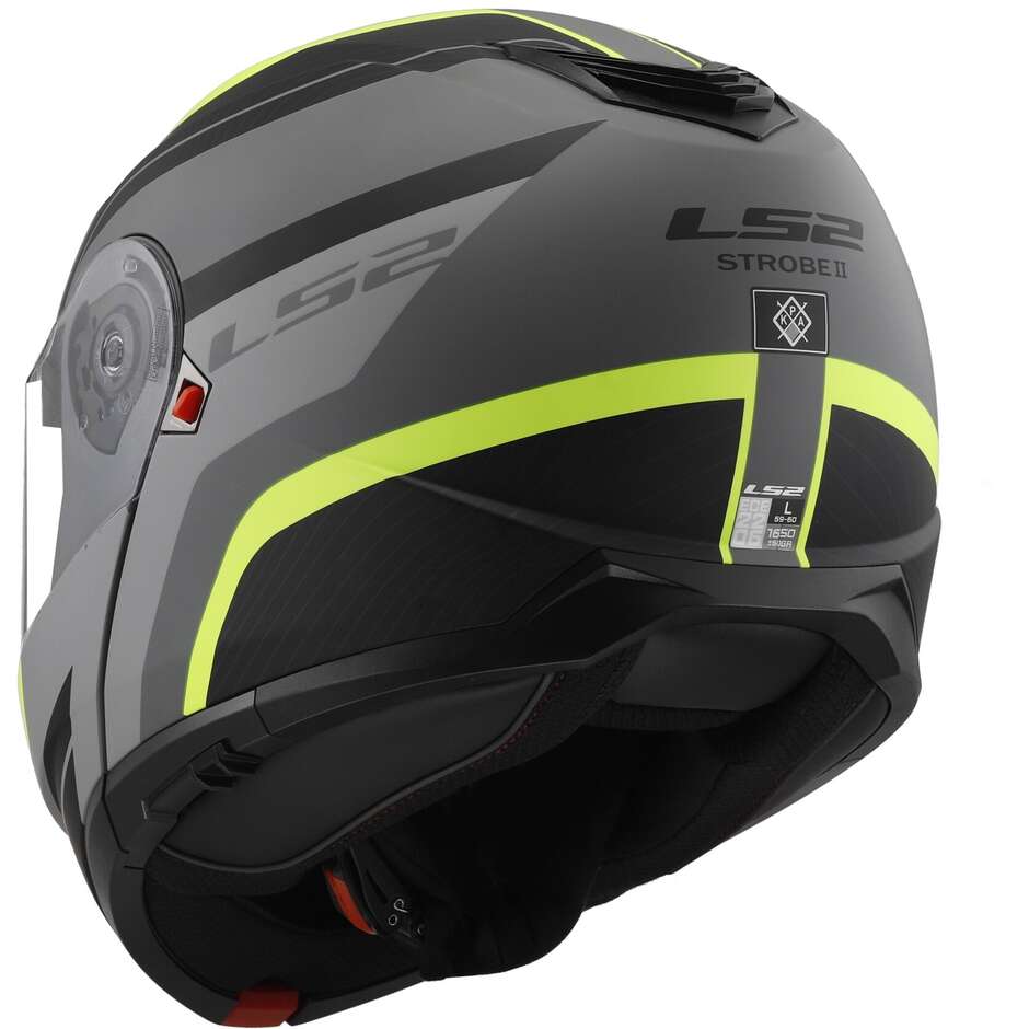 Casque Moto Modulable P/J Ls2 FF908 STROBE II MONZA Noir Mat Jaune Fluo