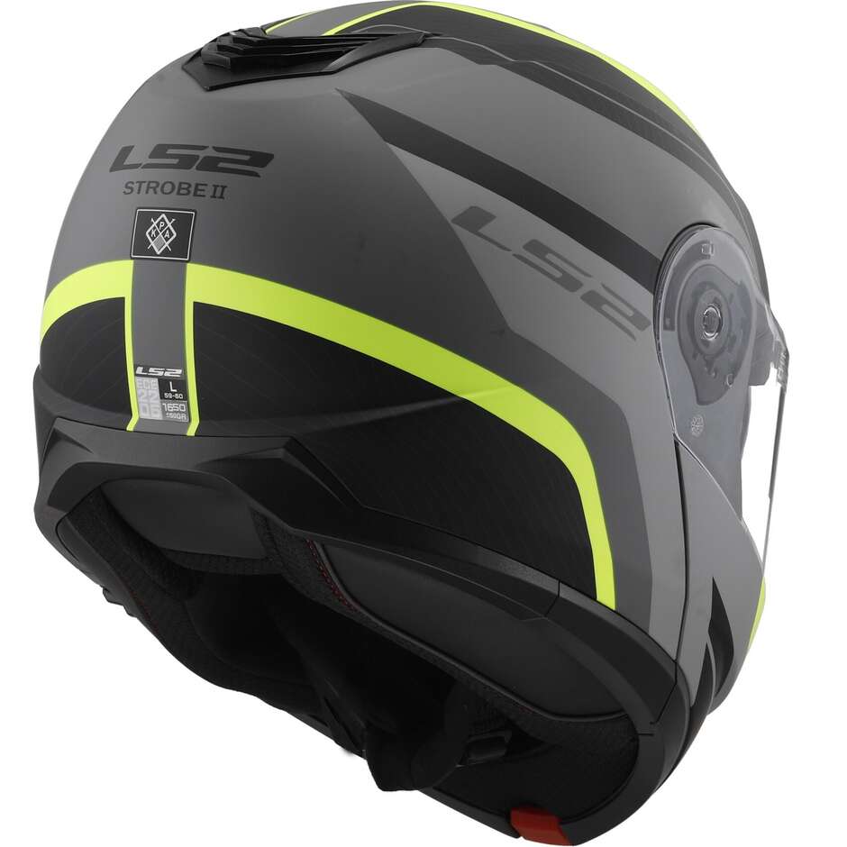 Casque Moto Modulable P/J Ls2 FF908 STROBE II MONZA Noir Mat Jaune Fluo