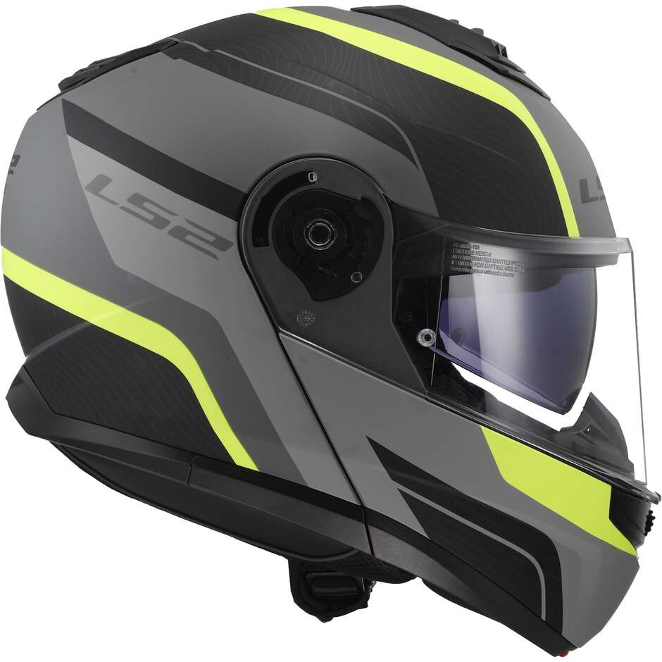 Casque Moto Modulable P/J Ls2 FF908 STROBE II MONZA Noir Mat Jaune Fluo