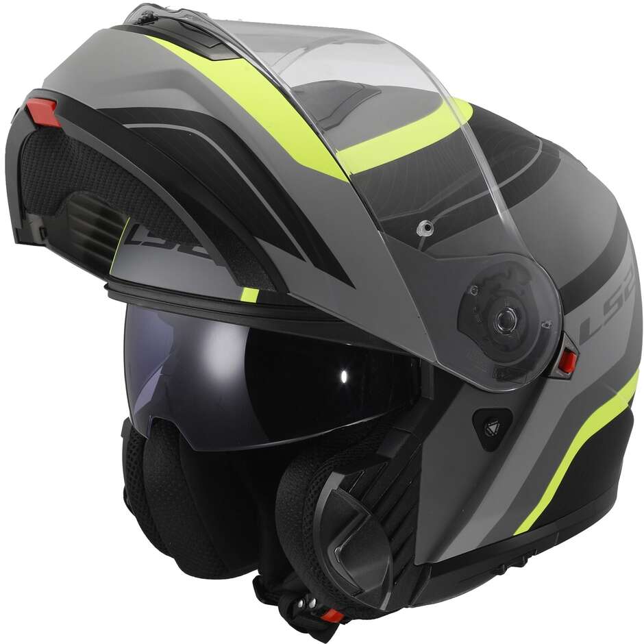 Casque Moto Modulable P/J Ls2 FF908 STROBE II MONZA Noir Mat Jaune Fluo