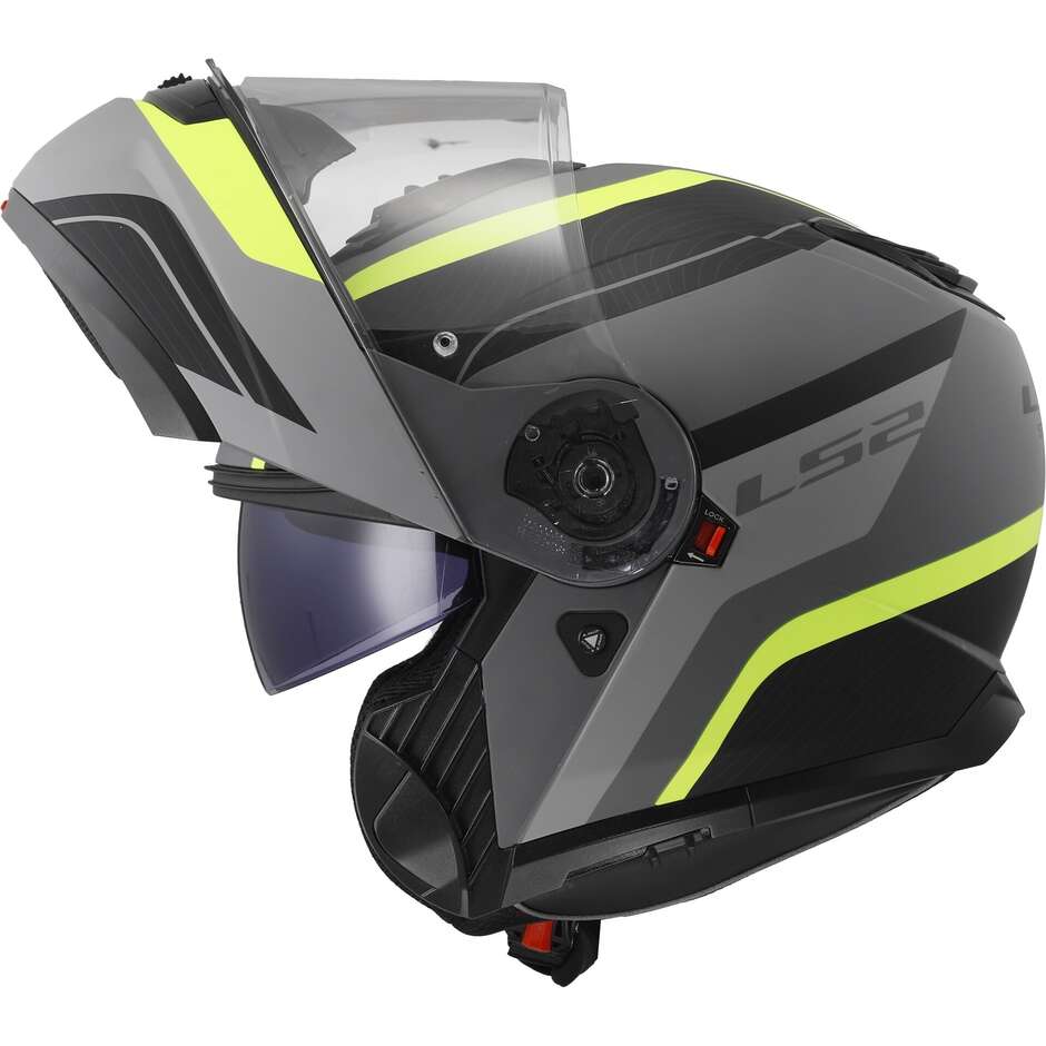 Casque Moto Modulable P/J Ls2 FF908 STROBE II MONZA Noir Mat Jaune Fluo