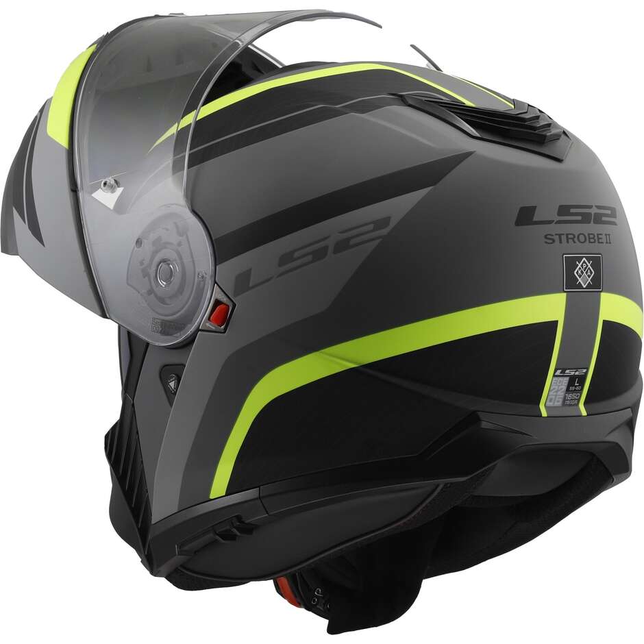 Casque Moto Modulable P/J Ls2 FF908 STROBE II MONZA Noir Mat Jaune Fluo