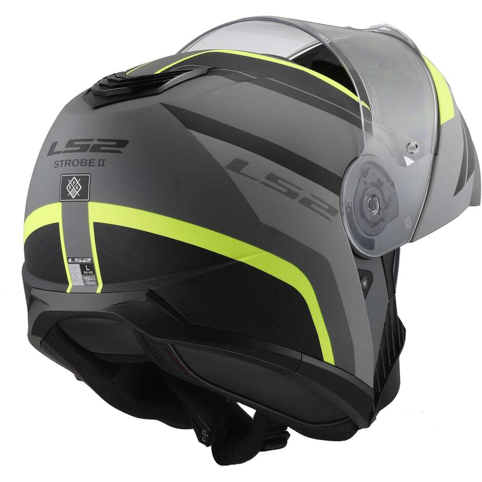 Casque Moto Modulable P/J Ls2 FF908 STROBE II MONZA Noir Mat Jaune Fluo