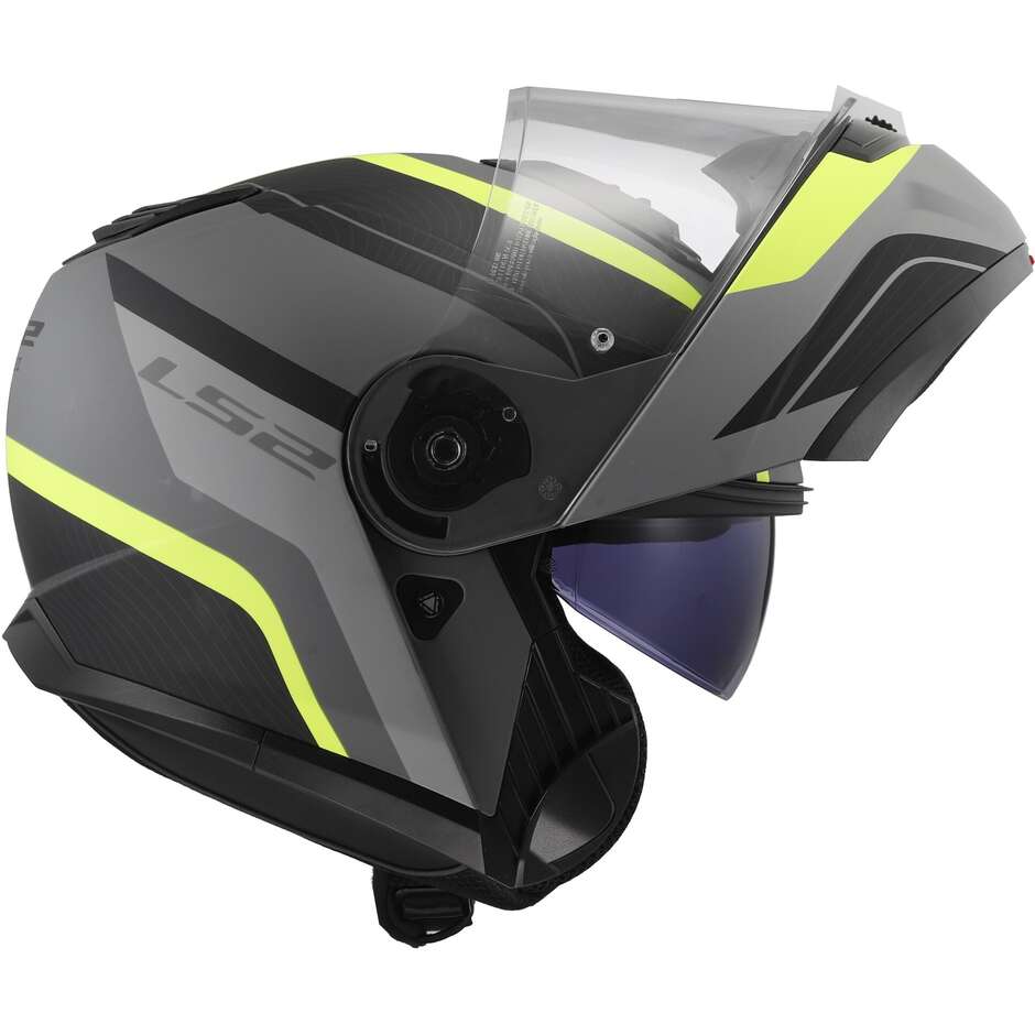 Casque Moto Modulable P/J Ls2 FF908 STROBE II MONZA Noir Mat Jaune Fluo