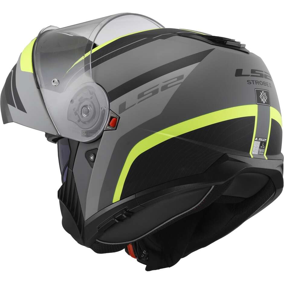 Casque Moto Modulable P/J Ls2 FF908 STROBE II MONZA Noir Mat Jaune Fluo