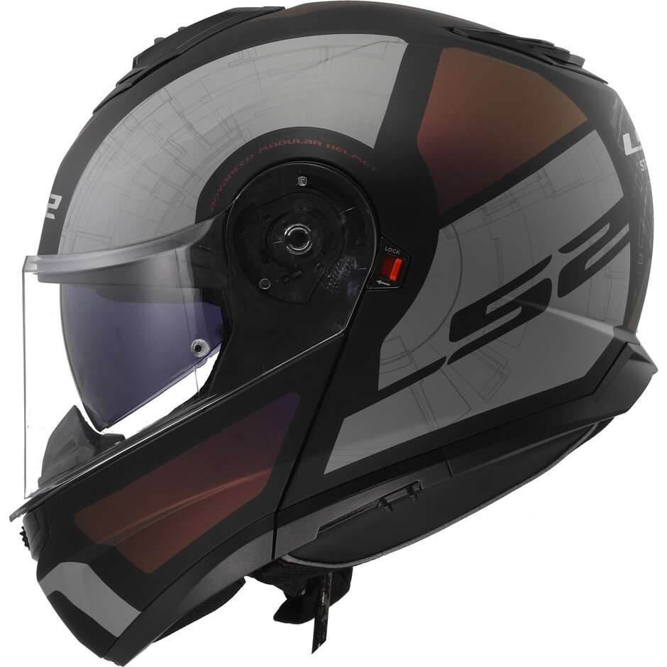 Casque Moto Modulable P/J Ls2 FF908 STROBE II ORION Noir Mat Rose Bleu
