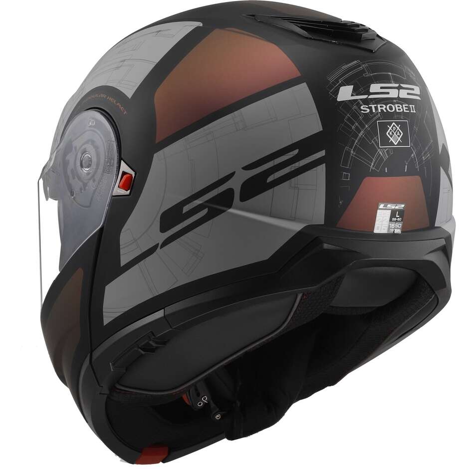 Casque Moto Modulable P/J Ls2 FF908 STROBE II ORION Noir Mat Rose Bleu