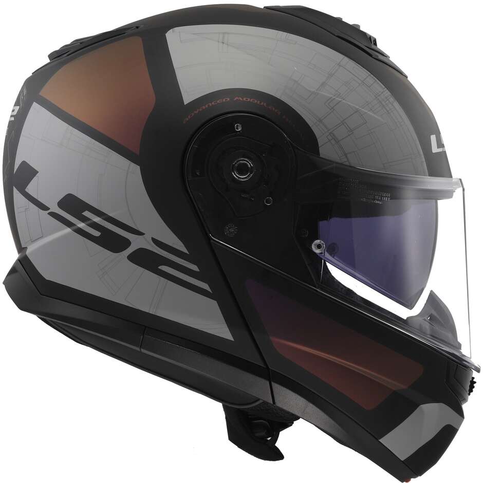 Casque Moto Modulable P/J Ls2 FF908 STROBE II ORION Noir Mat Rose Bleu