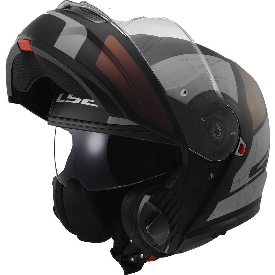 Casque Moto Modulable P/J Ls2 FF908 STROBE II ORION Noir Mat Rose Bleu
