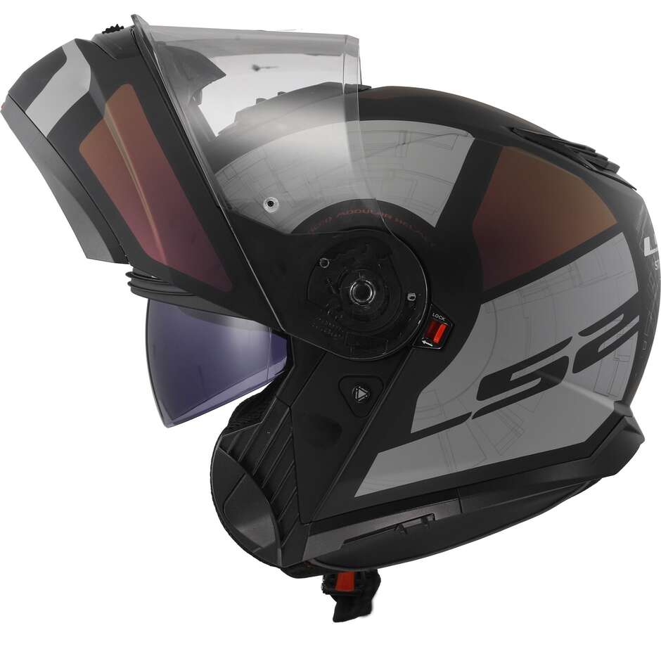 Casque Moto Modulable P/J Ls2 FF908 STROBE II ORION Noir Mat Rose Bleu