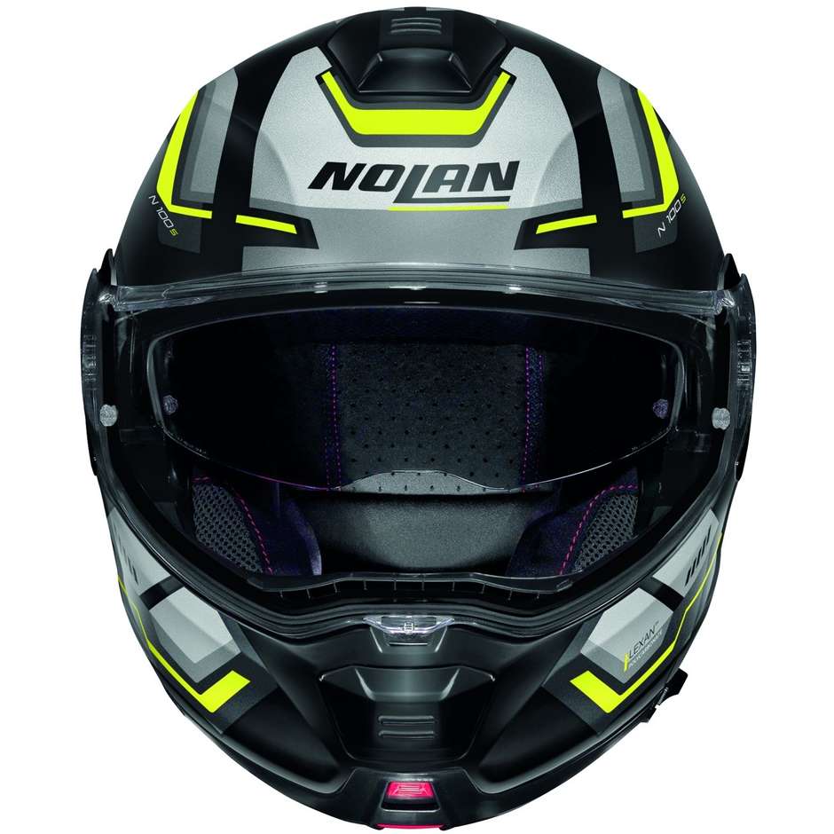 Casque Moto Modulaire Homologation P/J Nolan N100.5 UPWIND N-Com 059 Jaune Mat