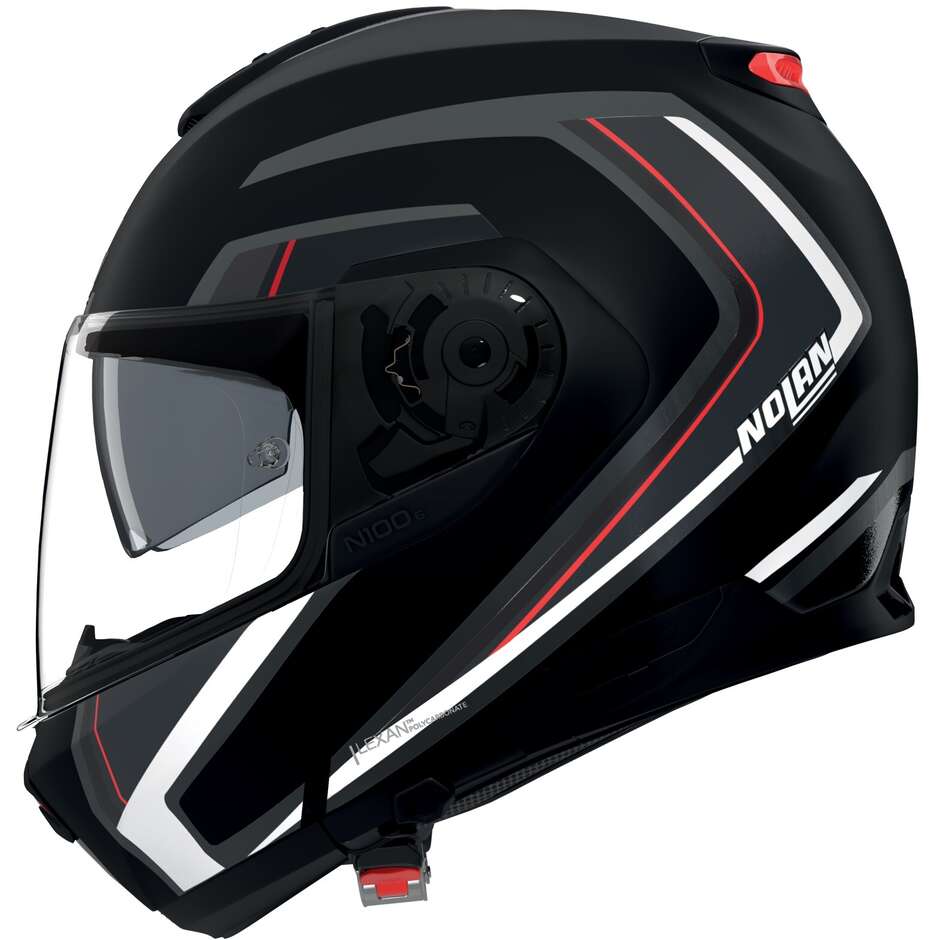 Casque moto modulaire Nolan N100-6 Radiante 357 P/J Noir Argent Rouge Finition mate