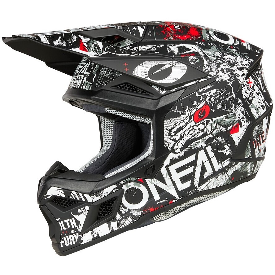 Casque Moto Oneal 3SRS Stack Cross Enduro Noir Blanc